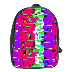 Colorful Glitch Pattern Design School Bags (xl)  by dflcprints