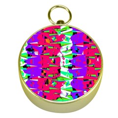 Colorful Glitch Pattern Design Gold Compasses