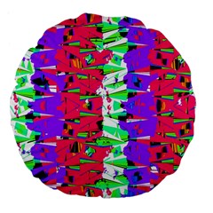 Colorful Glitch Pattern Design Large 18  Premium Flano Round Cushions by dflcprints