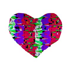 Colorful Glitch Pattern Design Standard 16  Premium Flano Heart Shape Cushions by dflcprints