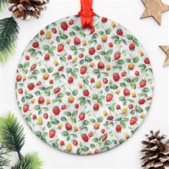 Strawberry Pattern Ornament (round) by Valentinaart