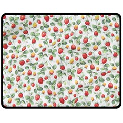 Strawberry Pattern Fleece Blanket (medium)  by Valentinaart