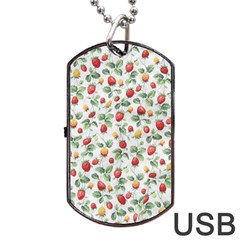 Strawberry Pattern Dog Tag Usb Flash (one Side) by Valentinaart