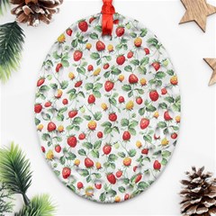 Strawberry Pattern Ornament (oval Filigree) by Valentinaart