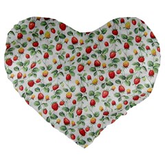 Strawberry Pattern Large 19  Premium Heart Shape Cushions by Valentinaart