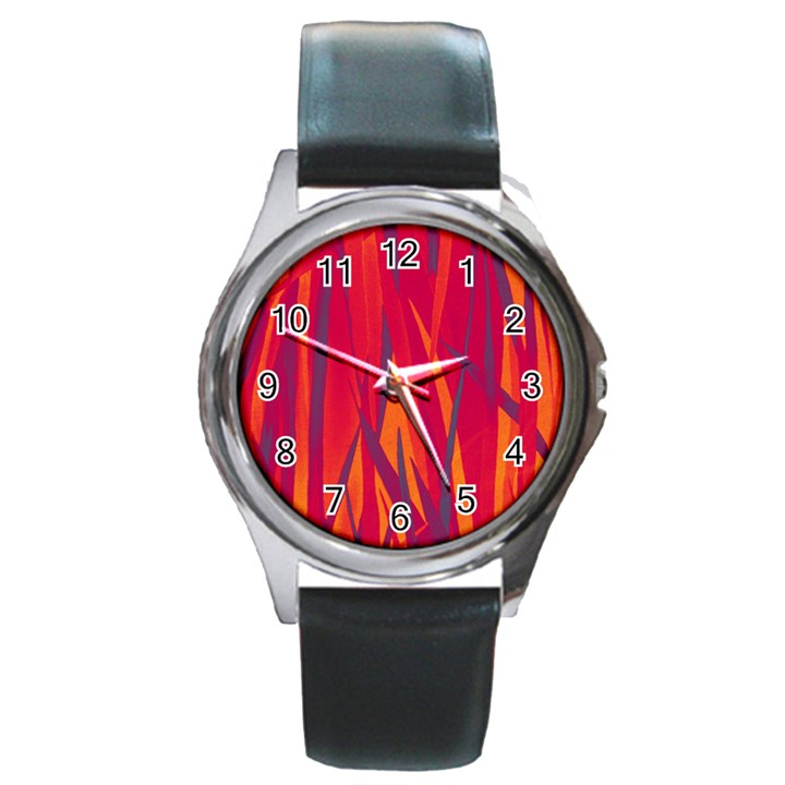 Pattern Round Metal Watch