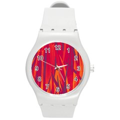 Pattern Round Plastic Sport Watch (m) by Valentinaart