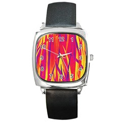 Pattern Square Metal Watch by Valentinaart