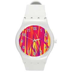 Pattern Round Plastic Sport Watch (m) by Valentinaart