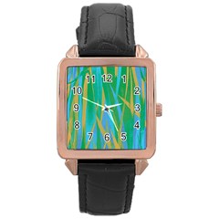 Pattern Rose Gold Leather Watch 