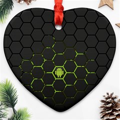 Green Android Honeycomb  Ornament (Heart)