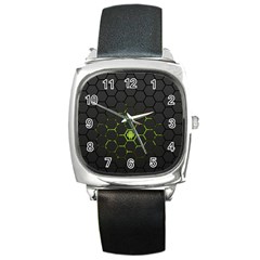 Green Android Honeycomb  Square Metal Watch