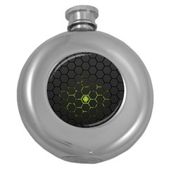 Green Android Honeycomb  Round Hip Flask (5 oz)