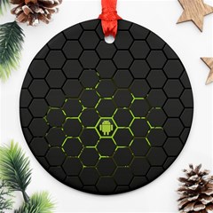 Green Android Honeycomb  Round Ornament (Two Sides)