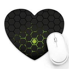 Green Android Honeycomb  Heart Mousepads