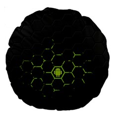 Green Android Honeycomb  Large 18  Premium Round Cushions