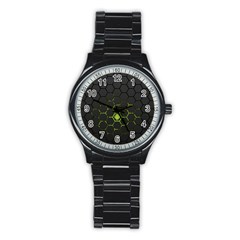 Green Android Honeycomb  Stainless Steel Round Watch