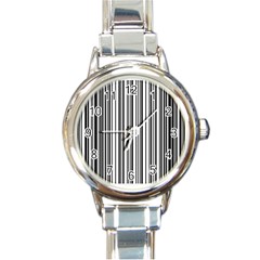 Barcode Pattern Round Italian Charm Watch