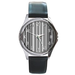 Barcode Pattern Round Metal Watch