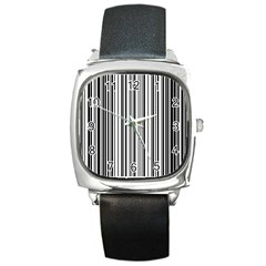 Barcode Pattern Square Metal Watch