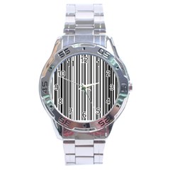 Barcode Pattern Stainless Steel Analogue Watch