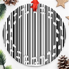 Barcode Pattern Round Filigree Ornament (Two Sides)