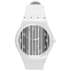 Barcode Pattern Round Plastic Sport Watch (M)