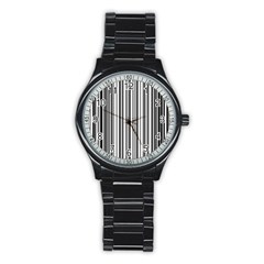 Barcode Pattern Stainless Steel Round Watch