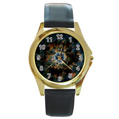 Crazy Giant Galaxy Nebula Round Gold Metal Watch