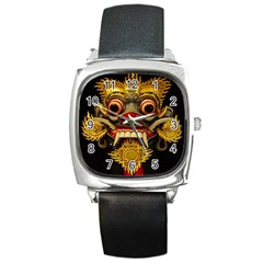 Bali Mask Square Metal Watch