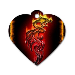 Dragon Fire Dog Tag Heart (One Side)