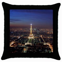 Paris At Night Throw Pillow Case (Black)