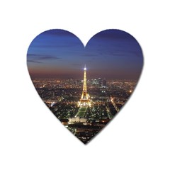 Paris At Night Heart Magnet