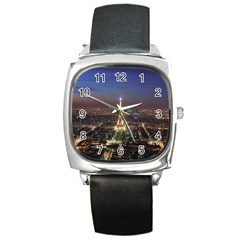 Paris At Night Square Metal Watch