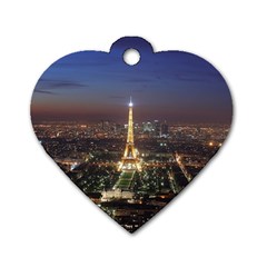 Paris At Night Dog Tag Heart (Two Sides)