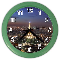 Paris At Night Color Wall Clocks