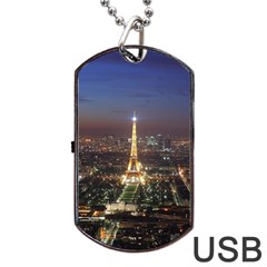 Paris At Night Dog Tag USB Flash (One Side)