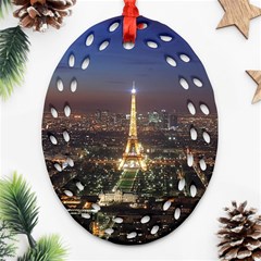 Paris At Night Oval Filigree Ornament (Two Sides)