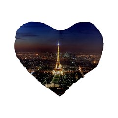 Paris At Night Standard 16  Premium Heart Shape Cushions