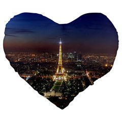 Paris At Night Large 19  Premium Heart Shape Cushions