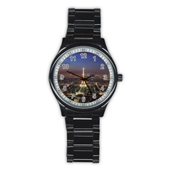 Paris At Night Stainless Steel Round Watch