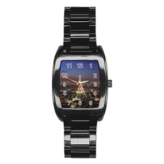 Paris At Night Stainless Steel Barrel Watch