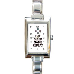 Eat sleep game repeat Rectangle Italian Charm Watch