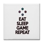 Eat sleep game repeat Tile Coasters Front