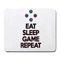 Eat sleep game repeat Large Mousepads