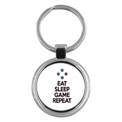 Eat sleep game repeat Key Chains (Round) 