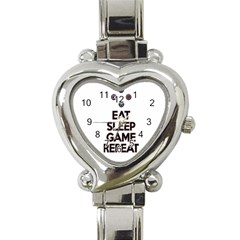 Eat sleep game repeat Heart Italian Charm Watch