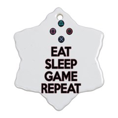 Eat sleep game repeat Snowflake Ornament (Two Sides)