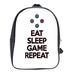 Eat sleep game repeat School Bags (XL) 