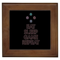 Eat Sleep Game Repeat Framed Tiles by Valentinaart